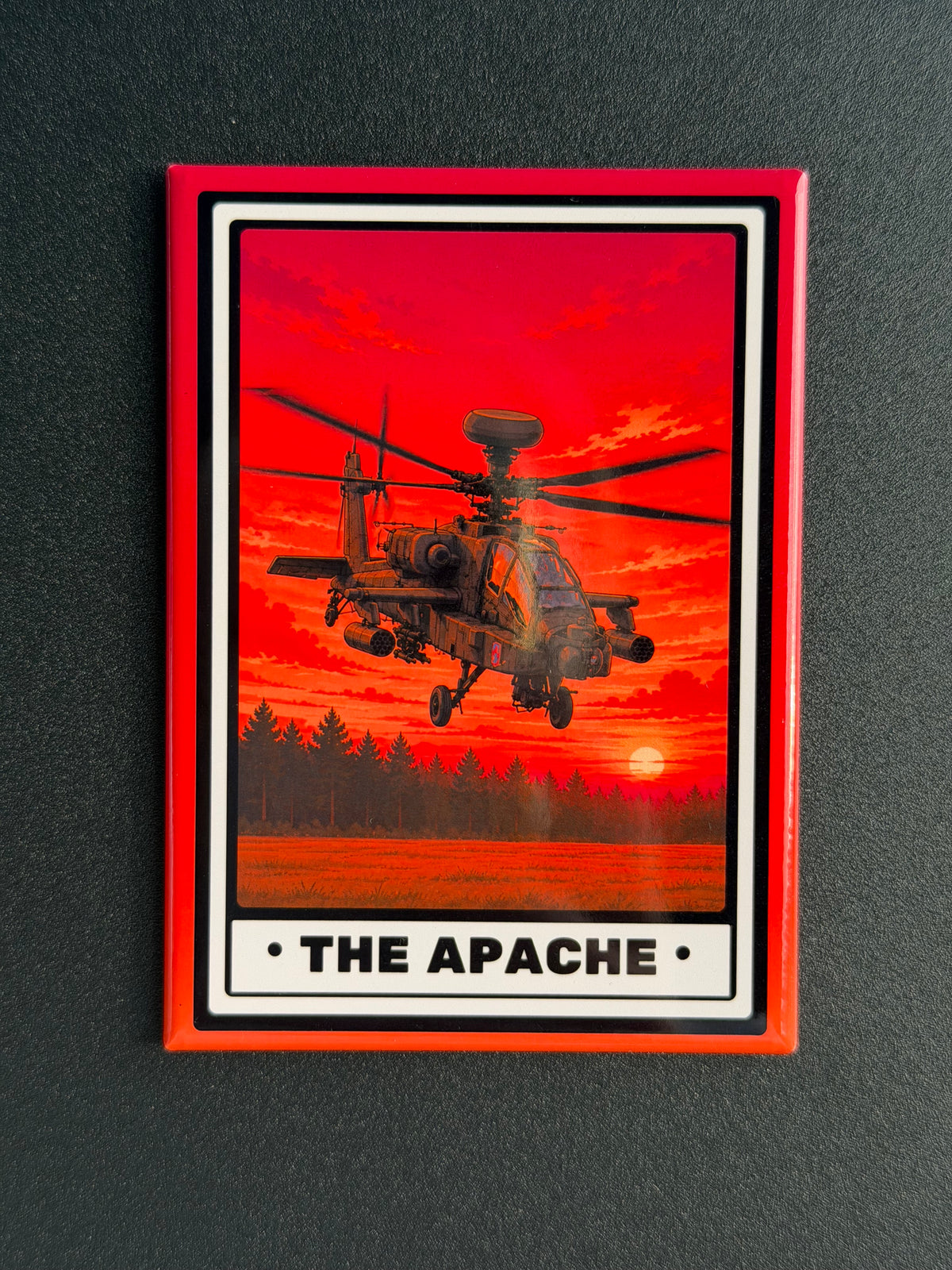 AH-64 Apache Helicopter Magnet - 3.5 x 2.5” - Original Design Made in USA