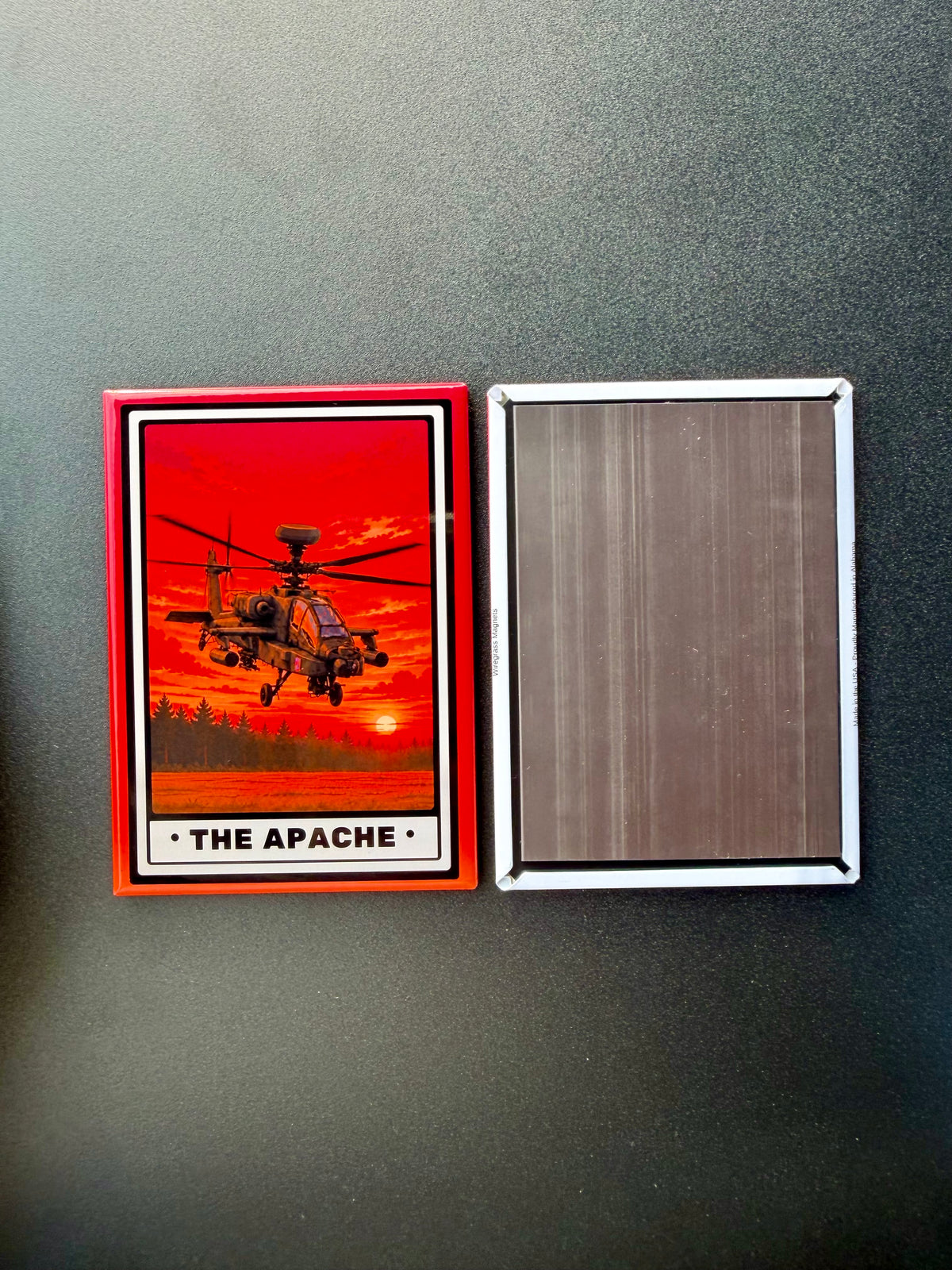 AH-64 Apache Helicopter Magnet - 3.5 x 2.5” - Original Design Made in USA
