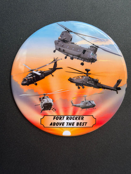 Above the Best Sunset Helicopter Magnet - 3.5" Round