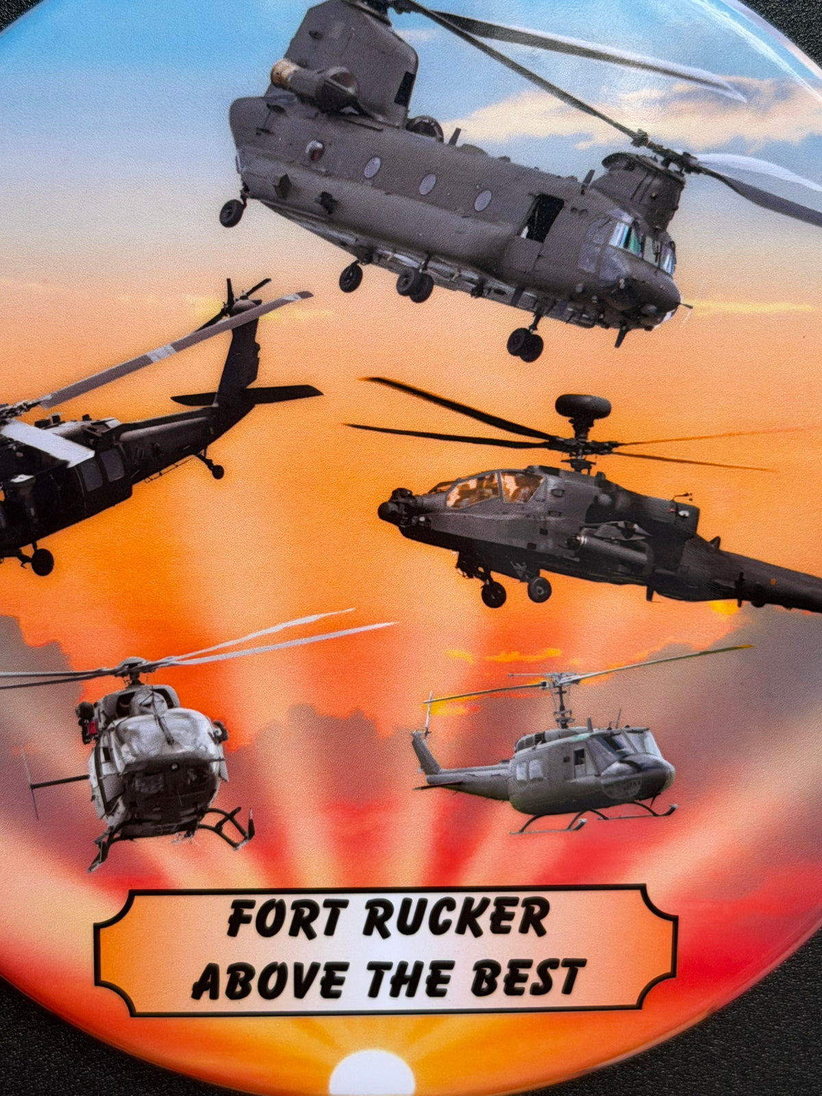 Above the Best Sunset Helicopter Magnet - 3.5" Round