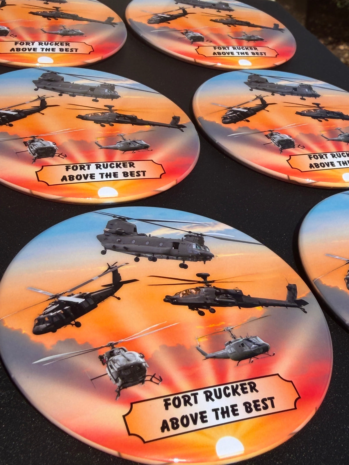 Above the Best Sunset Helicopter Magnet - 3.5" Round