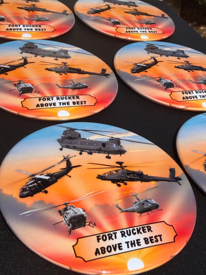 Above the Best Sunset Helicopter Magnet - 3.5" Round