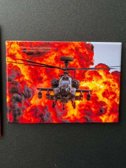 Apache Boom! - AH-64 Apache Helicopter Rectangle Fridge Magnet 3.5 x 2.5”