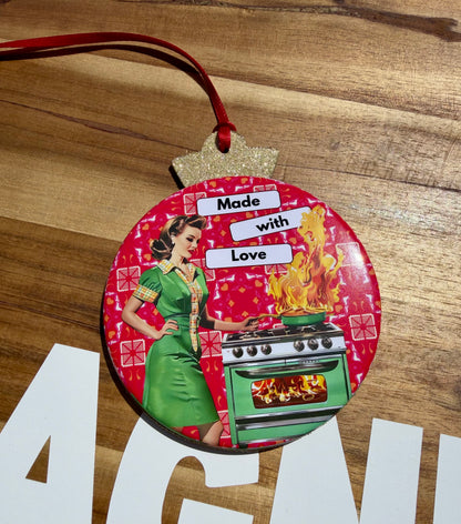 Vintage-Inspired Christmas Button Ornaments | 3.5” Wood-Backed Rounds