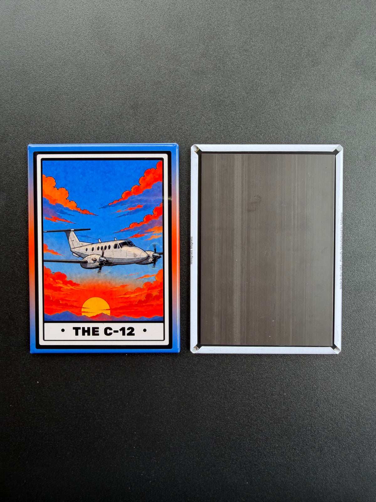 C-12 Huron Fixed Wing Magnet - 3.5 x 2.5” - Original Design Made in USA