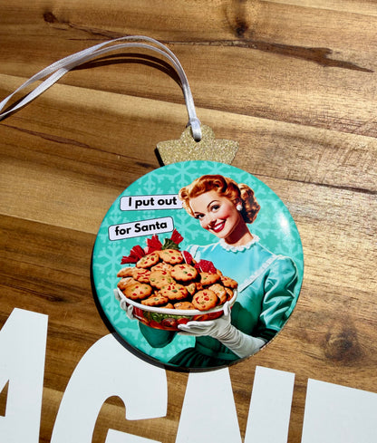 Vintage-Inspired Christmas Button Ornaments | 3.5” Wood-Backed Rounds