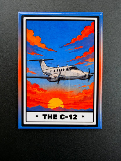 C-12 Huron Fixed Wing Magnet - 3.5 x 2.5” - Original Design Made in USA