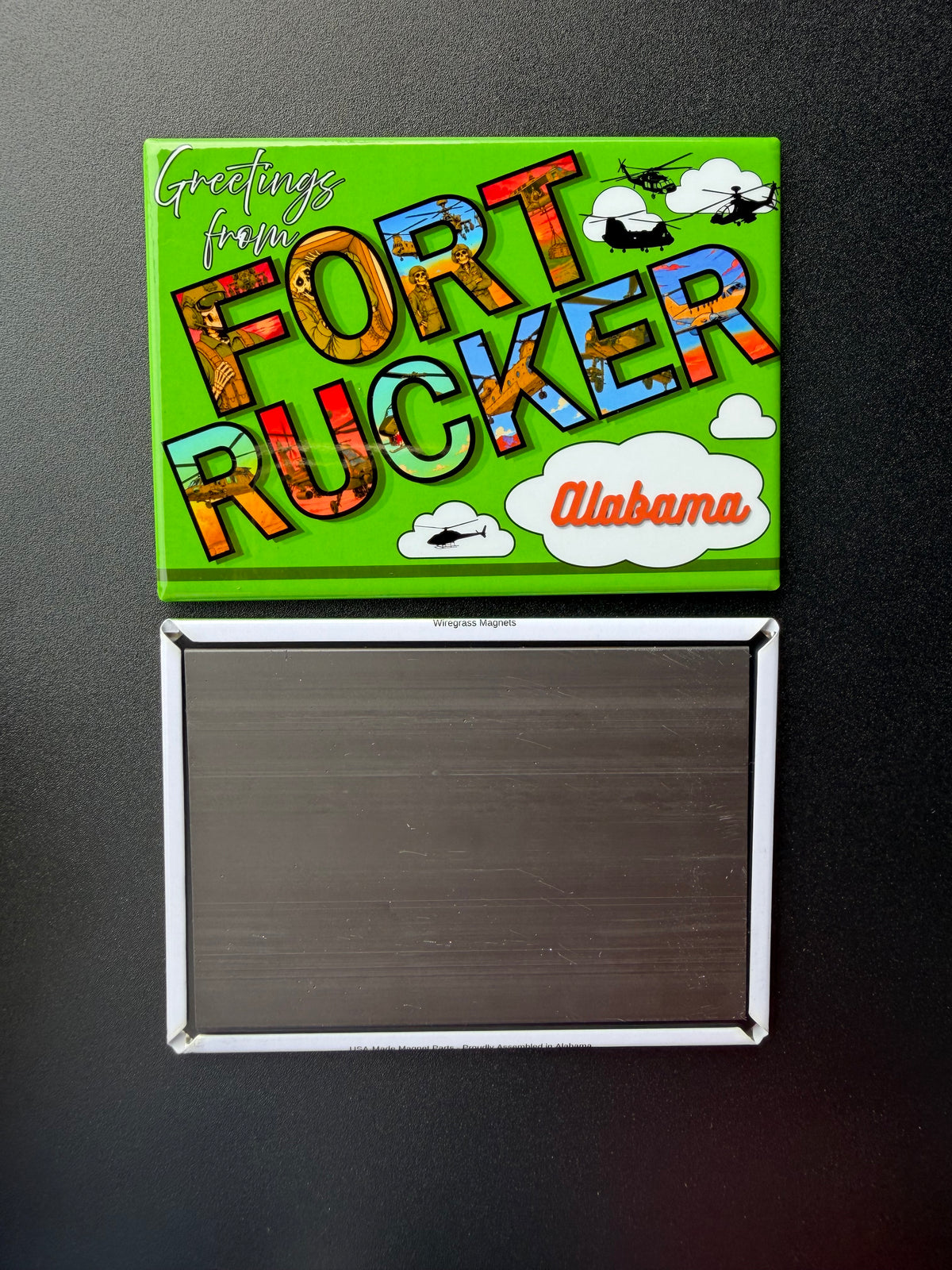 Fort Rucker Military Aircraft Magnet - Bright Green Original Design Made in USA