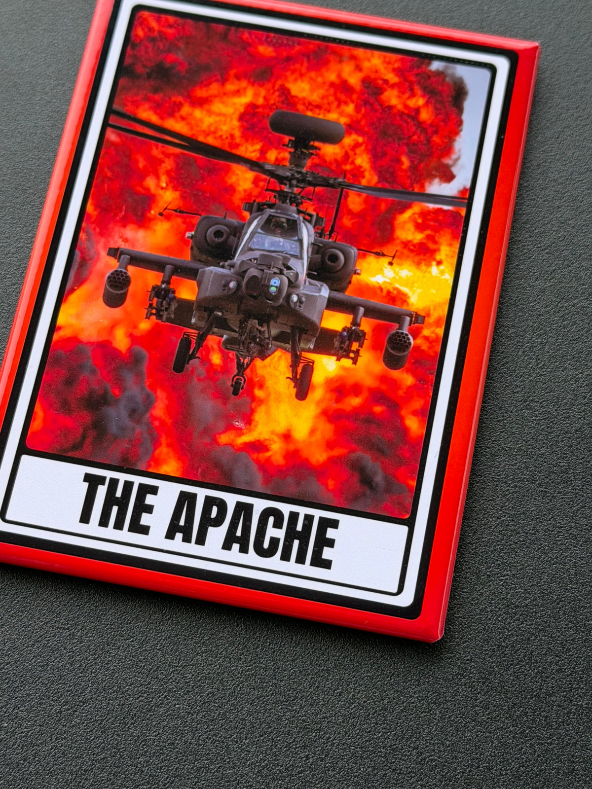 Apache Boom! Tarot Style - AH-64 Apache Rectangle Fridge Magnet 3.5 x 2.5”