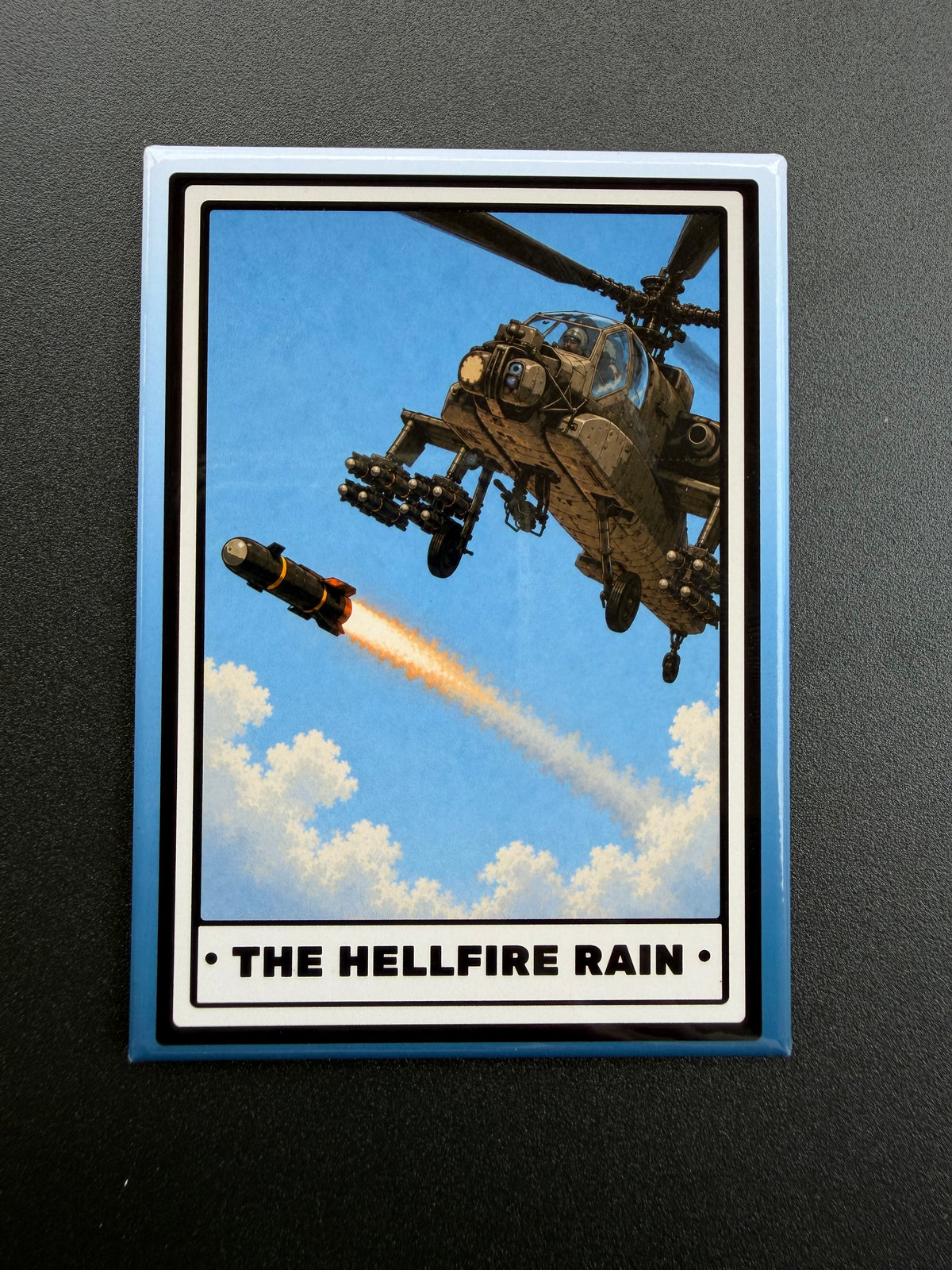 The Hellfire Rain - AH-64 Apache Helicopter Magnet 3.5 x 2.5 Inch Magnet