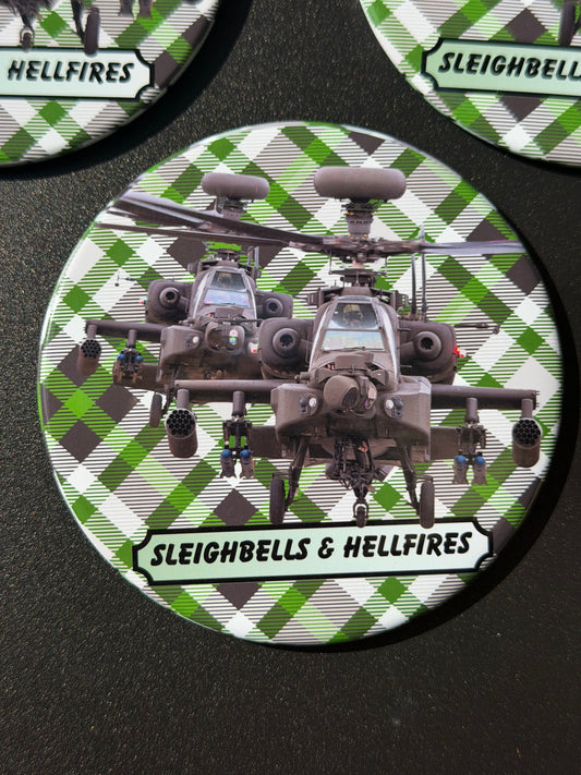 Sleighbells & Hellfires Apache Helicopter Christmas Magnet 3.5” (Copy)