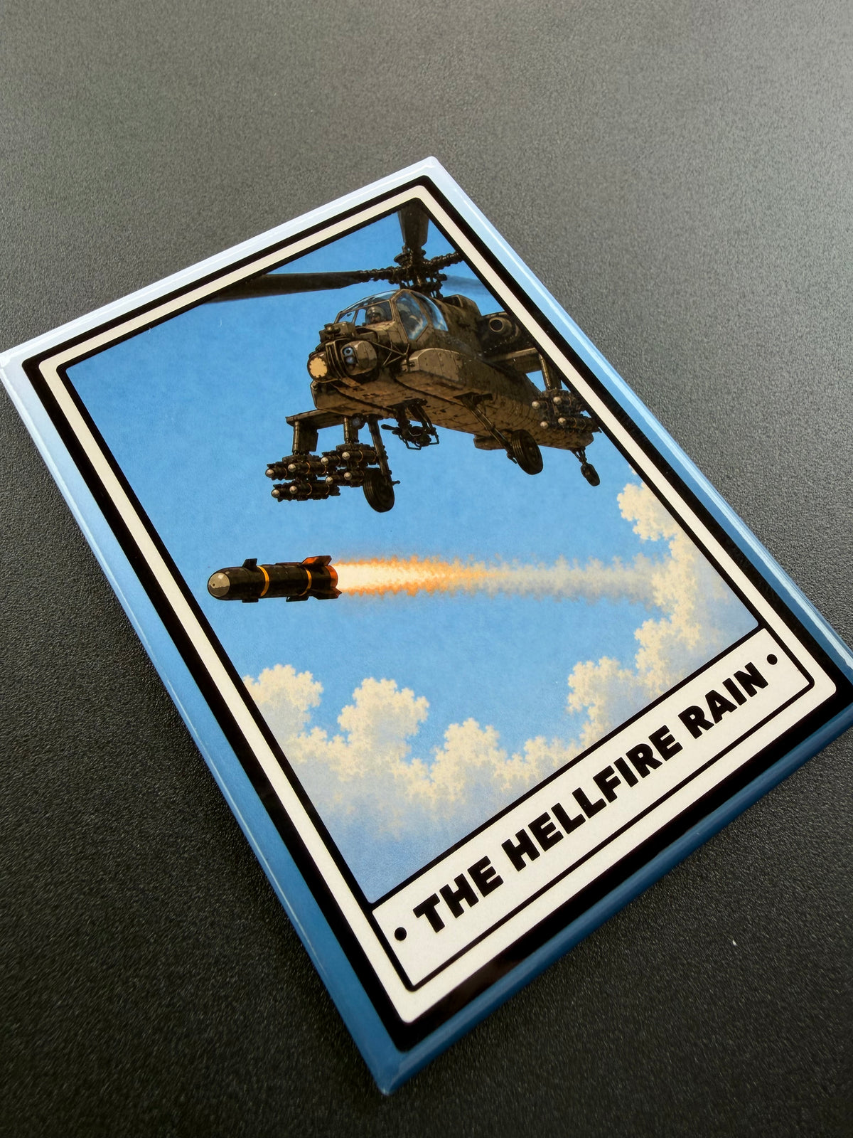 The Hellfire Rain - AH-64 Apache Helicopter Magnet 3.5 x 2.5 Inch Magnet