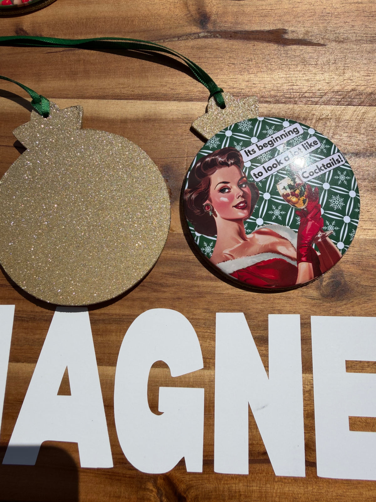 Vintage-Inspired Christmas Button Ornaments | 3.5” Wood-Backed Rounds