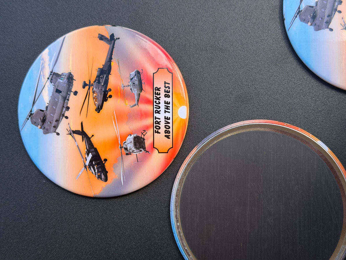 Above the Best Sunset Helicopter Magnet - 3.5" Round