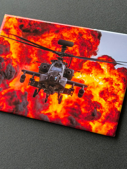 Apache Boom! - AH-64 Apache Helicopter Rectangle Fridge Magnet 3.5 x 2.5”