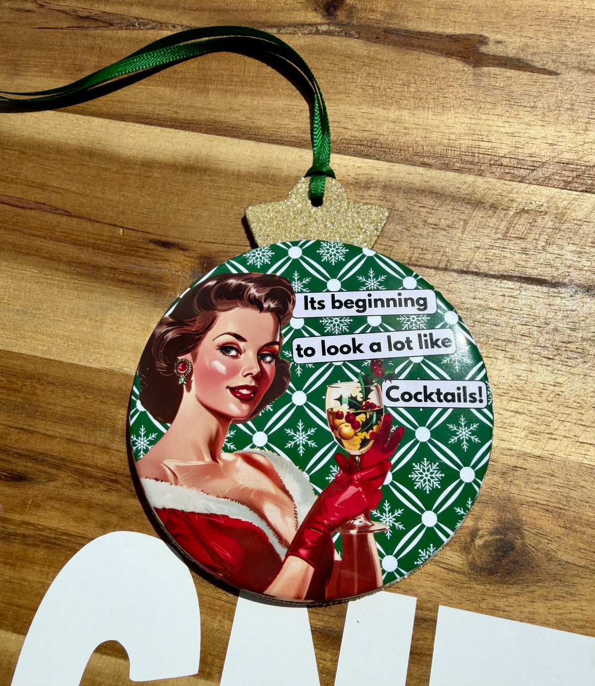 Vintage-Inspired Christmas Button Ornaments | 3.5” Wood-Backed Rounds