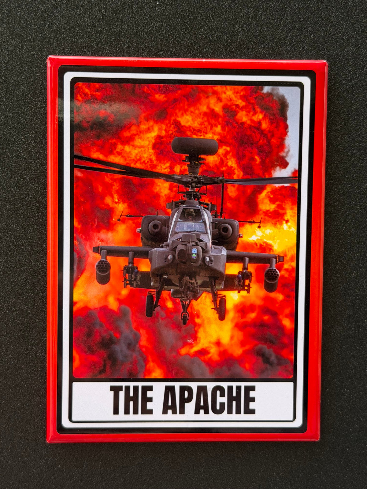 Apache Boom! Tarot Style - AH-64 Apache Rectangle Fridge Magnet 3.5 x 2.5”