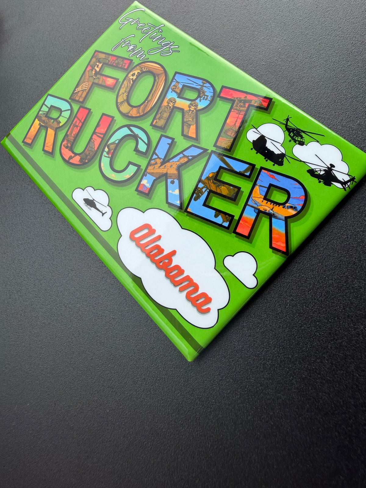 Fort Rucker Military Aircraft Magnet - Bright Green Original Design Made in USA