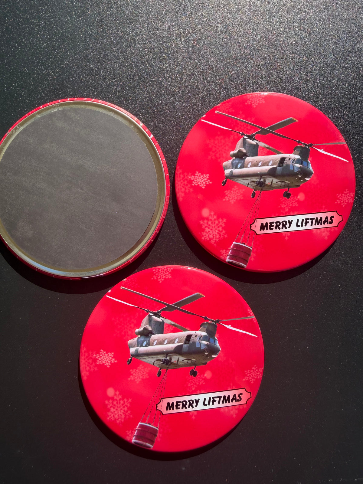 Merry Liftmas Chinook Helicopter Christmas Magnet 3.5”