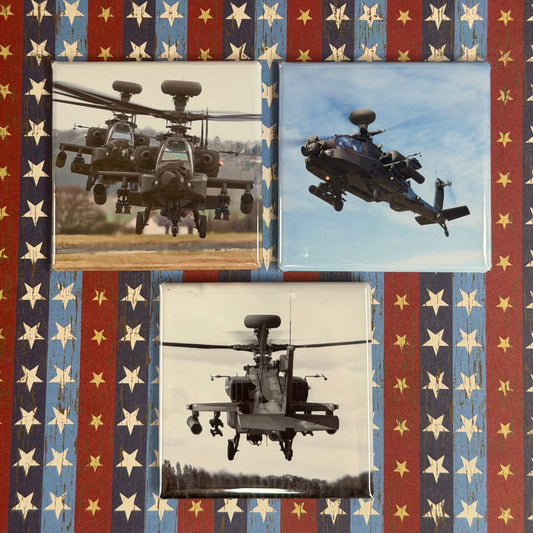 Apache Helicopter Set of 3 Magnets