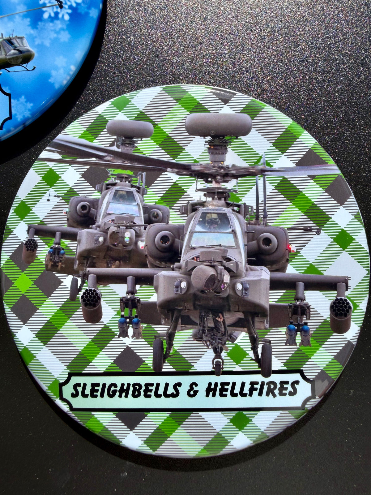 Sleighbells & Hellfires Apache Helicopter Christmas Magnet 3.5” (Copy)