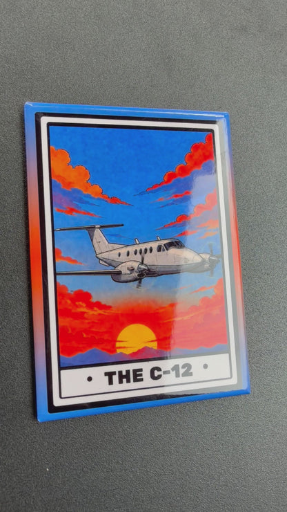 C-12 Huron Fixed Wing Magnet - 3.5 x 2.5” - Original Design Made in USA
